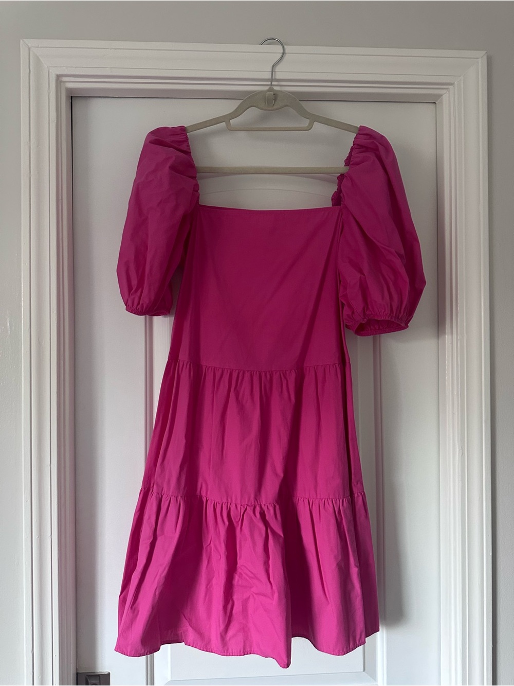 H&M Pink Puff Sleeve Tiered Dress